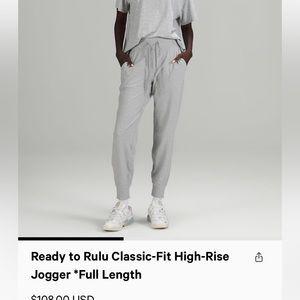 Lululemon ready to rulu jogger in gray